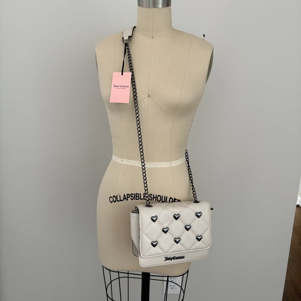 Juicy Couture Crystal Colorful Love Flap Crossbody Bag Hearts Chic New